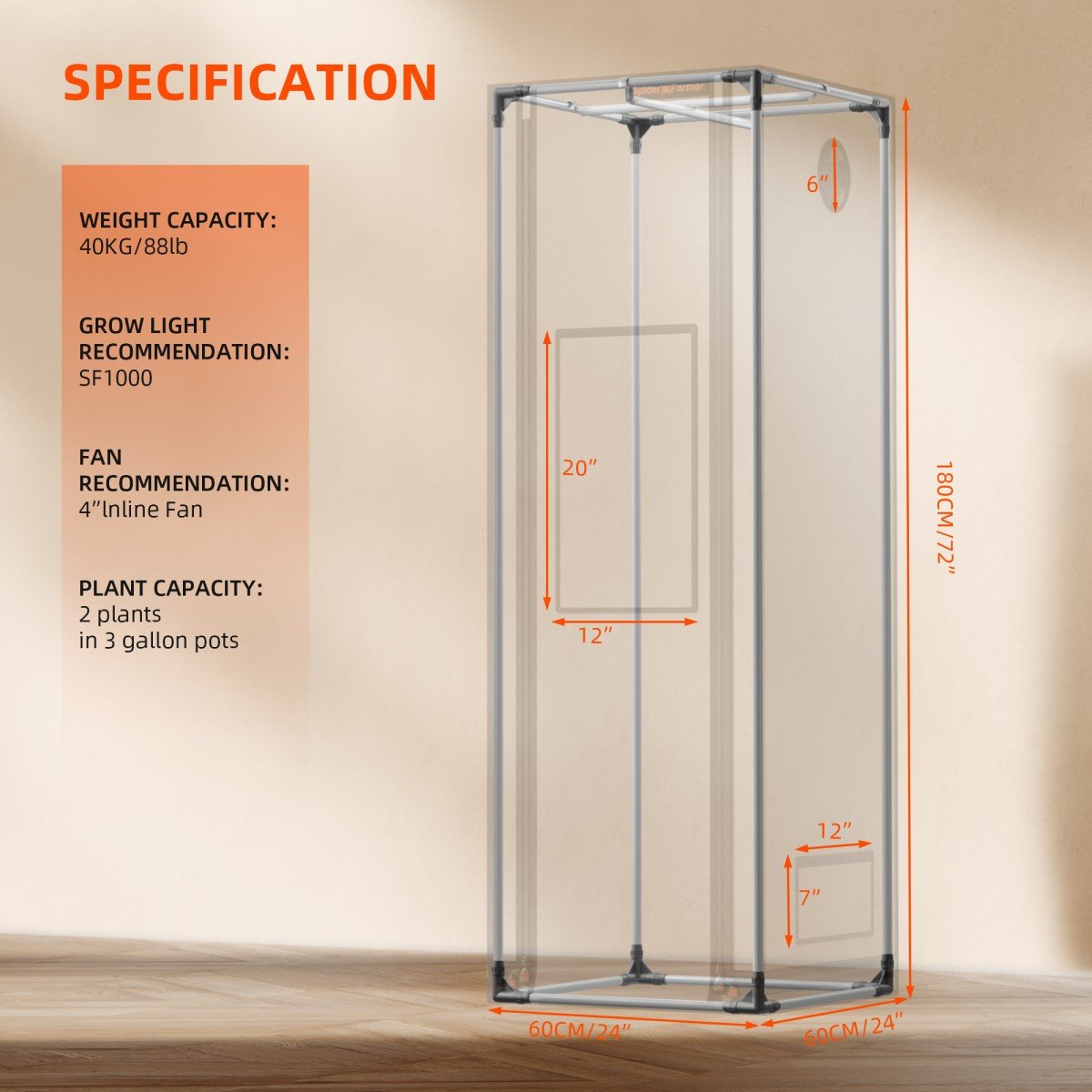 Spider Farmer 60x60x180cm Growbox