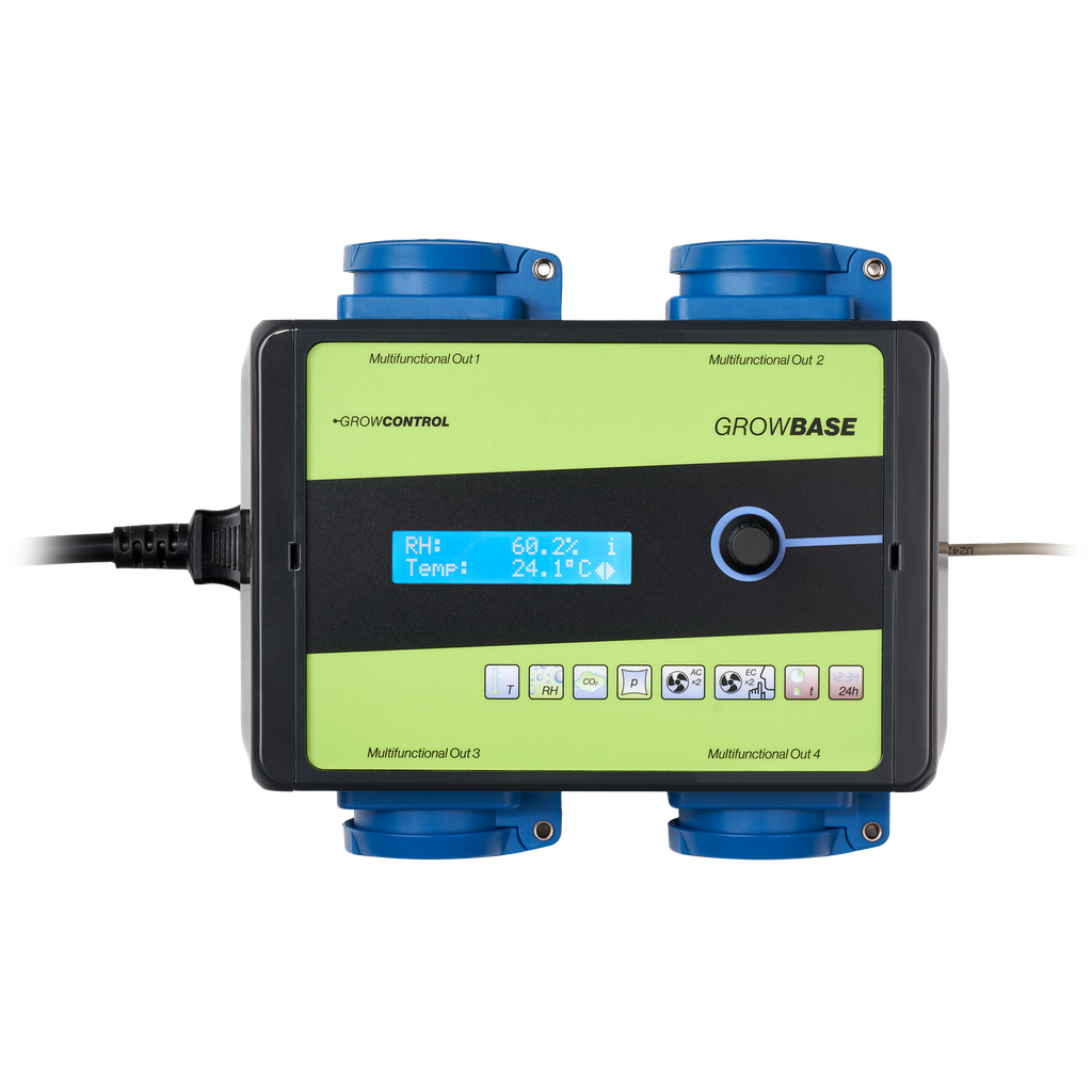 GrowControl GrowBase 4x digital schaltbare Steckdosen, 8 RJ-45 Buchsen für EC-Lüfter und Sensoren