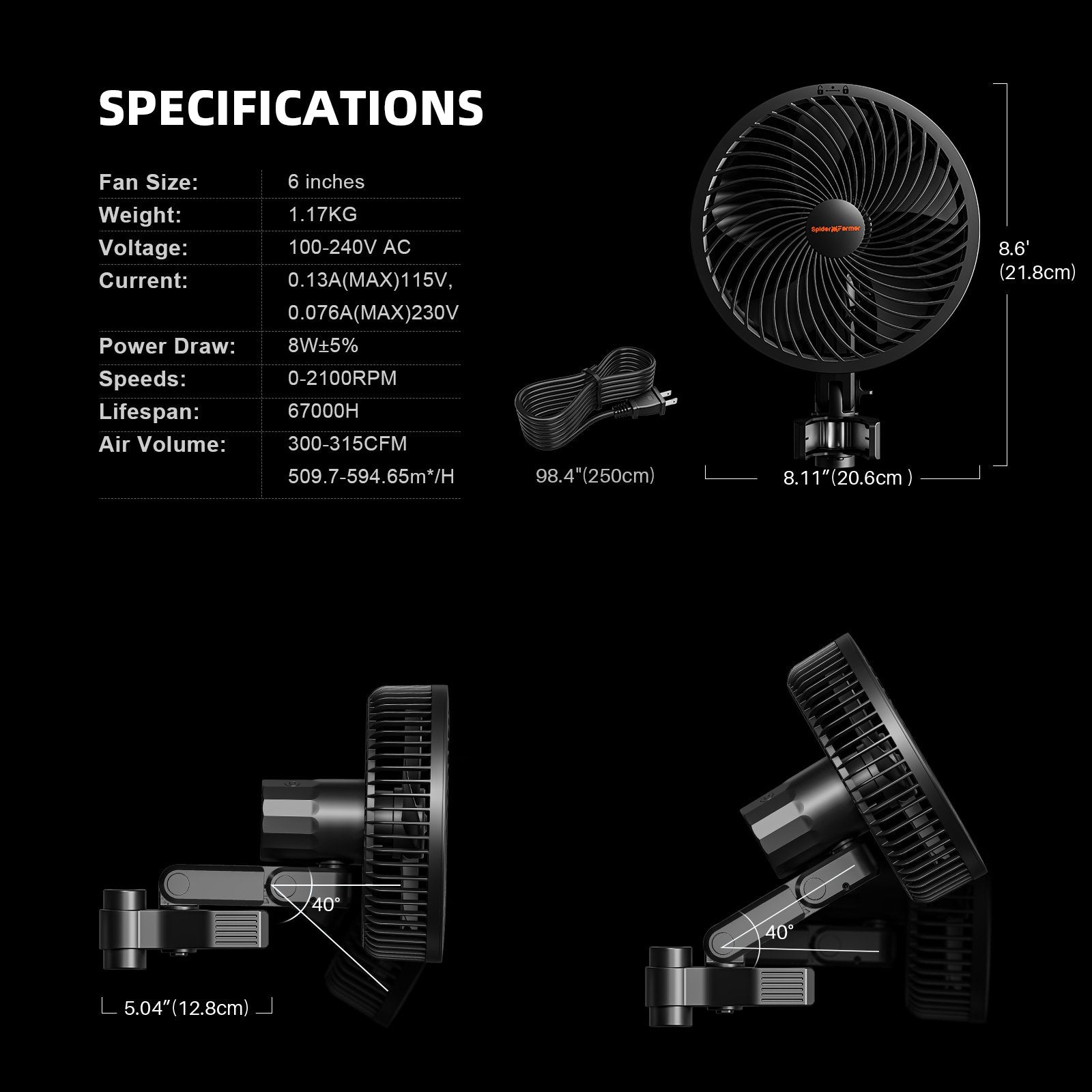 Spider Farmer Clip Ventilator EC 6"