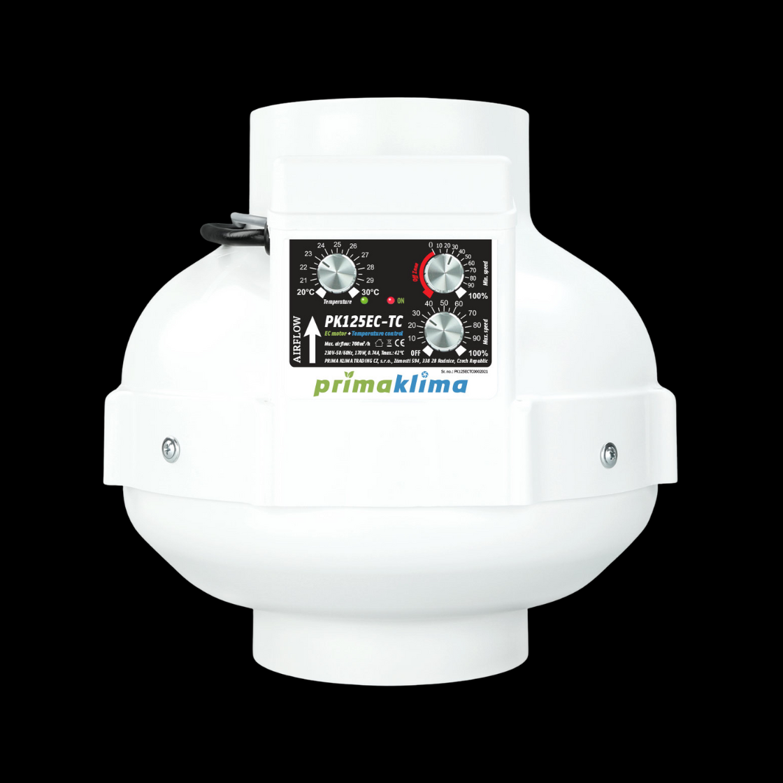 Prima Klima PK125EC-TC EC-Rohrventilator 125 mm (680 m³/h)