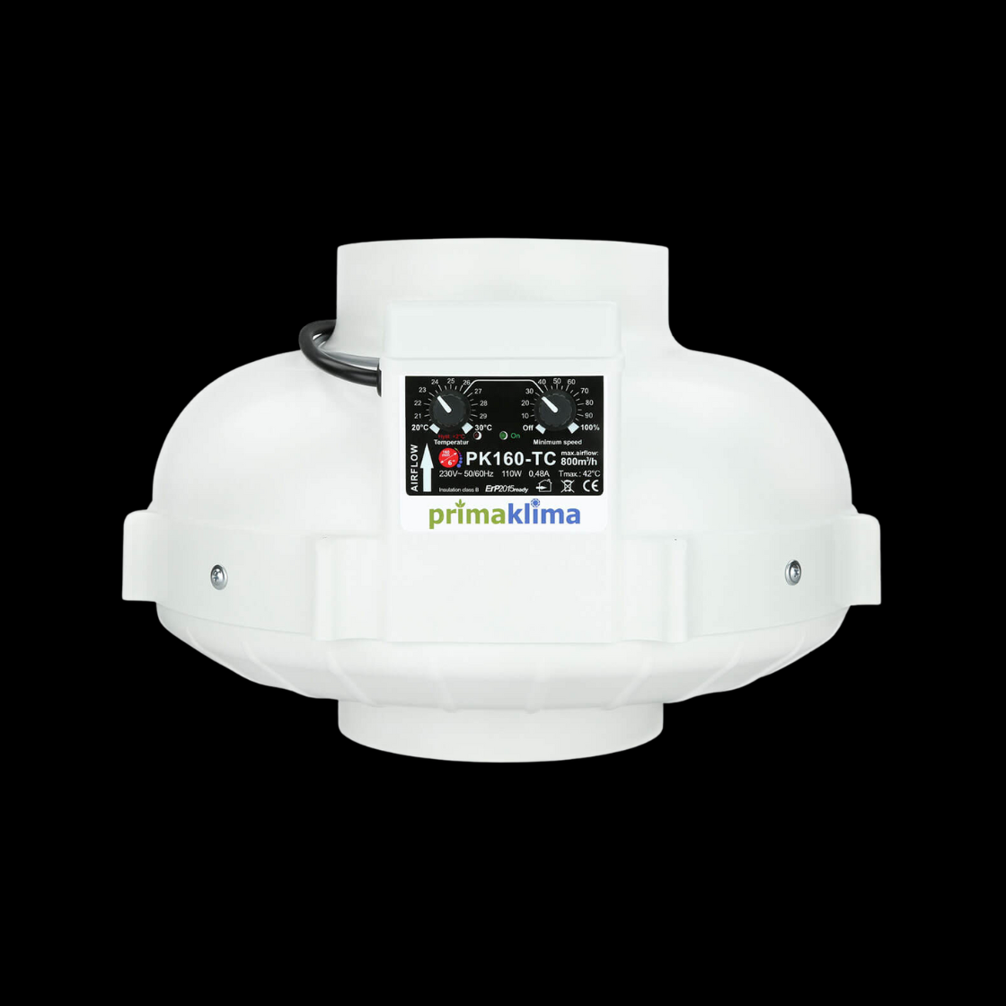 Prima Klima PK160-TC Rohrventilator 160 mm (800 m³/h) mit Temperaturregelung