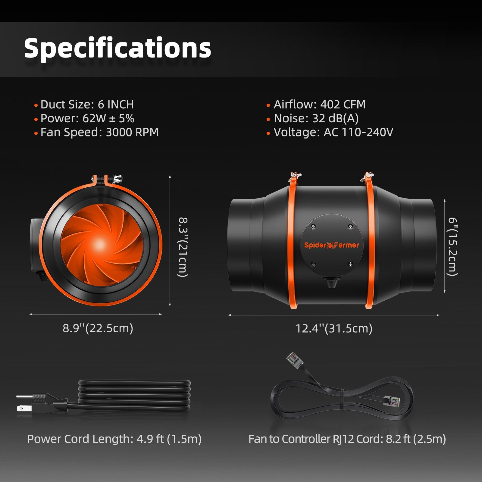 Spider Farmer Rohrventilator 6" (mit GGS)